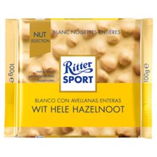 Rittersport Wit Hele Hazelnoot 100gr